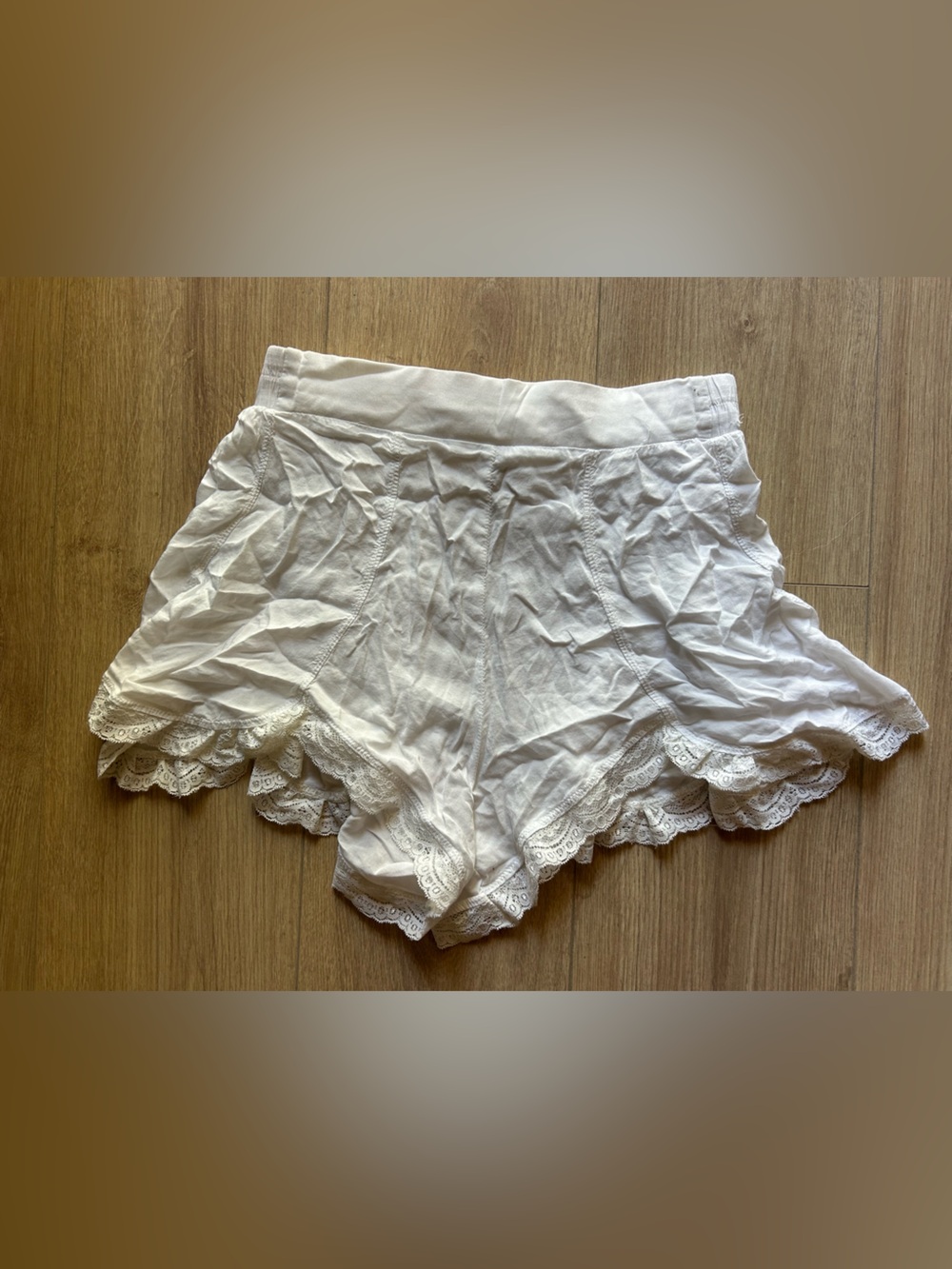 Free People White Lace-Trim Pajama Shorts